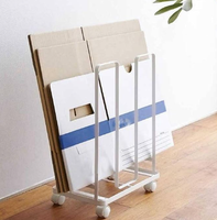 Chariot de rangement métallique à roulettes pour cartons, support mobile en carton pour rangement, support mural simple pour boîtes en carton, gain de place