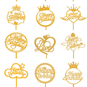 Decorazione di torta di cottura all'ingrosso personalizzata in fabbrica <span class=keywords><strong>a</strong></span> buon mercato molti Design acrilico Topper torta di buon compleanno - Product Image 1