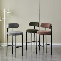 Tabouret de bar moderne en velours à dossier haut avec pieds en métal, élégant, confortable et durable, pour la maison et la cuisine