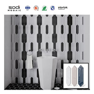 Tuile de mur de métro <span class=keywords><strong>vert</strong></span> multicolore en céramique faite à la main de forme hexagonale longue pour salle de bain - Product Image 4