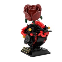 Funbuild Gothic Heart Rose Mechanical Art Ornament Building Blocks Set Gaya Steampunk Hati dengan Mawar MOC Model Kit
