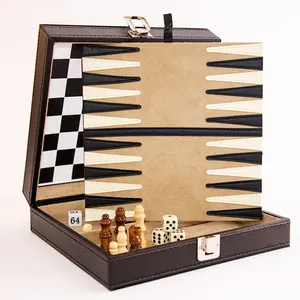 Customized leather luxury backgammon sets chess & checkers & backgammon