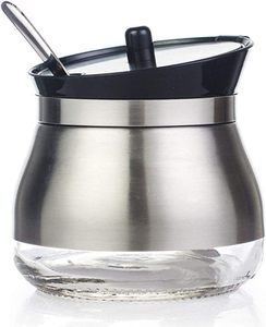 Barattolo di spezie in vetro con metallo rivestito con cucchiaio di plastica barattolo di vetro <span class=keywords><strong>sale</strong></span> e pepe per uso cucina e sala <span class=keywords><strong>da</strong></span> <span class=keywords><strong>pranzo</strong></span> | Classico - Product Image 1