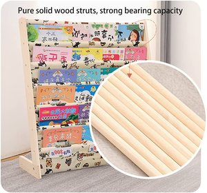 رف تخزين كتب للأطفال بتصميم حديث مع أرفف قماشية يسهل الوصول إليها خزانة كتب للأطفال الصغار - Product Image 5