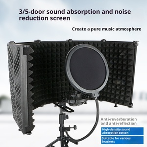Écran d'isolation acoustique pour microphone de studio moderne à 5 panneaux, pliable, portable, en mousse insonorisante haute densité NRC 30dB, suspendu - Product Image 5