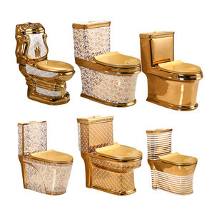 Pot de Chambre lavatorio WC Indonesia inodoro elongado inodoros y lavamanos S Trap tanques de inodoro de una pieza con descarga dorada - Product Image 1