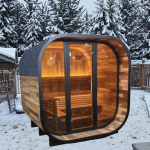 Cabine de sauna à vapeur HELIUS pour 4 personnes, sauna sec extérieur en bois de pruche avec chauffage au poêle - Product Image 6