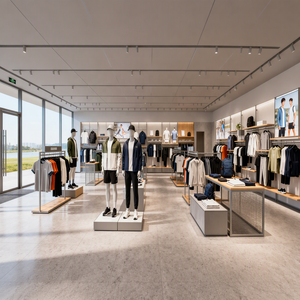 Présentoir de Vêtements Certifié CE avec Design Gratuit, Cadre en Métal et MDF Effet <span class=keywords><strong>Bois</strong></span>, pour Vêtements de Sport Homme, Aménagement Complet de Magasin de Détail - Product Image 5