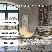 Fauteuil de détente individuel en cuir Nappa italien de luxe fait main pour salon de villa moderne