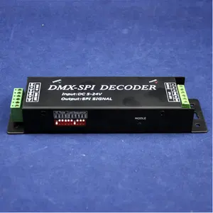 Dmx para spi decodificador led DC5V-24V controlador de tiras digitais, interruptor manual rgb, sinal spi (dados, clk) controle dmx dmx200 175*53*27mm