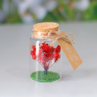 Bunga Gypsophila Alami Awet dalam Botol Kaca Mini, Pohon Baby's Breath Abadi untuk Souvenir Pernikahan, Dekorasi Rumah