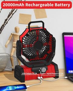 Năng lượng mặt trời di động cắm trại <span class=keywords><strong>fan</strong></span> với LED ánh sáng có thể sạc lại dao động điều khiển từ xa hẹn giờ quạt ngoài trời cho RV bão khẩn cấp - Product Image 5