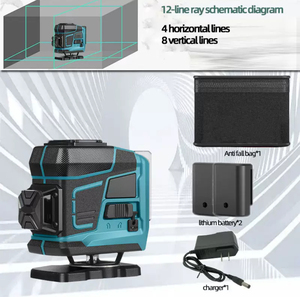 Niveau laser sans fil industriel pour bricolage domestique, instrument de mesure vert 532nm, batterie lithium-ion, auto-nivelant, 0-25m, portable - Product Image 2