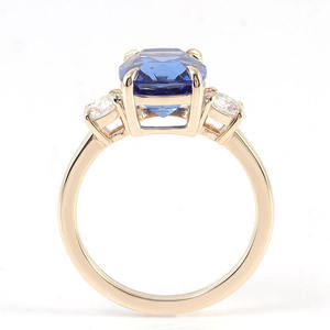 <span class=keywords><strong>Bague</strong></span> en or jaune 10, 14 ou 18 carats, sertie de diamants de laboratoire, de <span class=keywords><strong>saphir</strong></span> taille coussin ou de diamants cultivés, pour femme, personnalisable, pour mariage, alliance éternelle - Product Image 5