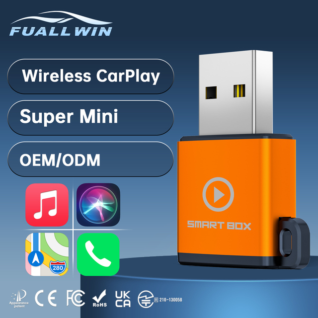 Fuallwin OEM Smart Super MINI DIY Waze Spotify Other Popular Navigation Music Apps Car Play Accessories Wireless Carplay Adapter