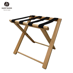 Porte-bagages en bois de hêtre massif robuste Conception pliable et durable pour les supports de rangement et les étagères de chambre d'hôtel - Product Image 2