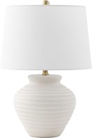 Lampe de table, base en céramique Coastal Bone de 22,5 pouces, abat-jour en tissu, interrupteur marche/arrêt, ampoule à culot E26 incluse, table de chevet, console, maison