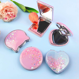 Mini cá nhân Túi gương đôi Mặt Di động dễ thương Gương trang điểm phổ biến long lanh cát lún gương - Product Image 4