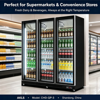Réfrigérateur commercial vertical 1550L pour boissons, avec thermostat mécanique, verrou de porte et affichage numérique de la température