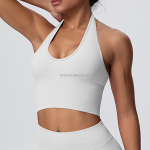 Soutien-gorge de sport pour femme respirant, léger, de haute qualité, ODM OEM, col montant, dos nu, fitness, yoga, motif uni - Product Image 5