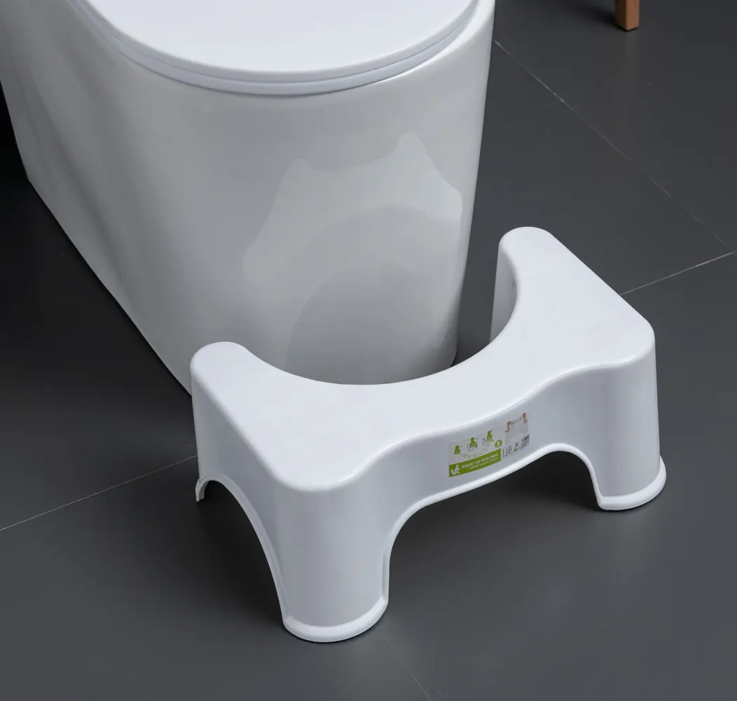 Bangku Toilet bahan plastik anti licin, bangku kaki standar Toilet