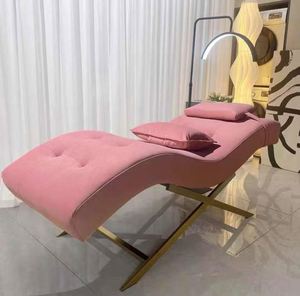 Lit de spa moderne et luxueux en or rose pour le visage, meuble de salon de beauté pliable et réglable fabriqué en usine, confortable pour hôtel, salle de sport, métal - Product Image 1
