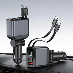 Retractable Car Charger 4-in-1 5-in-1 Superfast PD Type C USBC Charger for Phone and Laptop OEM China Cigarette <b>Lighter</b> Adapter - Product Image 3