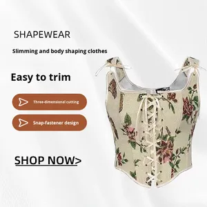 <span class=keywords><strong>Corsetto</strong></span> a tracolla regolabile da donna in seta di controllo di nuovo stile con pittura a olio - Product Image 5