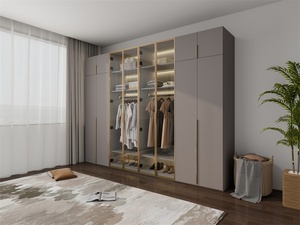 <span class=keywords><strong>Pareja</strong></span> Armario doble con espejo Armario de dormitorio moderno para almacenamiento compartido - Product Image 5