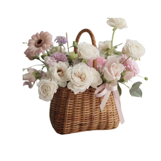 Vasos de flores antigos em pé design baratos, cesta de flores/salgueiro