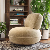 Fauteuil individuel moderne italien, style minimaliste de luxe léger, en tissu, avec pieds en bois massif et structure en fer, pour balcon, salon, bar