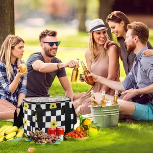 Hawaii Custom Checked Floral Reusable Lunch Bag Ice Pack Thermal Insulated Food Lunch Cooler Bag with Adjustable Shoulder Strap - Product Image 6