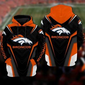 فريق Denver Broncos للخريف والشتاء للرجال زوجين حقيبة مطبوعة ثلاثية الأبعاد بلوفر سويتر رياضي - Product Image 1