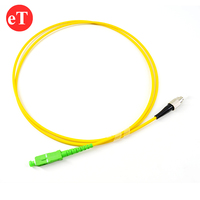 FTTH kabel Jumper serat optik, kabel Jumper serat optik Mode tunggal 9/125 Simplex 3.0mm SC APC ke FC UPC