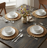 Laquedecraft Lot de 4 sets de table ronds faits à la main en feuilles de maïs tressées, style bohème et rustique, pour événements de mariage, Chine