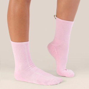 <b>Grip</b> Pilates Yoga Cotton Crew <b>Socks</b> with Custom Logo Label for Women Studio Fitness Training Anti Slip <b>Socks</b> - Product Image 3