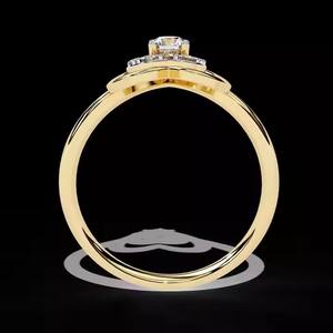 แหวนหมั้นฮาโลเจนหัวใจสีโรสโกลด์10K แหวนเพชรมอยซาไนต์แท้เป็นของขวัญที่สมบูรณ์แบบสำหรับเธอสัญญาแหวนหมั้น - Product Image 4