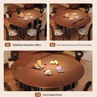 Ensemble de table à manger ronde extensible et rétractable en bois durable moderne pour 6 personnes, meubles pour la maison