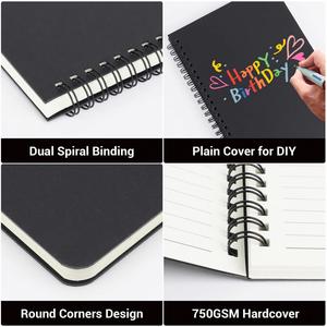 Cuaderno Personalizado Negro con Impresión Digital, Tapa Dura de Cuero PU, Encuadernación Espiral A5, Certificado BSCI, 100 Hojas, para Ejercicio - Product Image 3