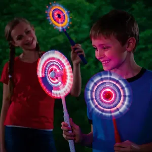 Oem Fabriek Led Licht Speelgoed Voor Kinderen Led Spinning Windmolen Multicolor Handvat Kerst Spinner Toverstaf