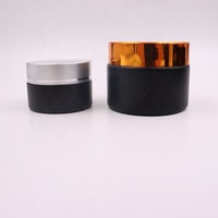 Cosmétique vide 1oz 30g 50g bocaux de crème pour les yeux en verre givré noir avec couvercle à vis en or 100g 2oz 20g 15g 10g 5g