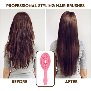 Hot bán bán buôn biểu tượng tùy chỉnh mái chèo Nylon Vent Hồng Bàn Chải Tóc Ướt với thiết kế rỗng mềm lông bàn chải tóc cho phụ nữ - Product Image 4