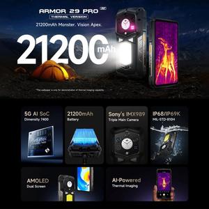 โทรศัพท์มือถือ <span class=keywords><strong>Ulefone</strong></span> Armor 29 <span class=keywords><strong>Pro</strong></span> รุ่น Thermal Version ทนทาน 16GB+512GB กล้องมองกลางคืน จอคู่ Dimensity7400 Android15 5G - Product Image 3