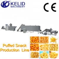 Ligne de production complète de snacks de maïs soufflé automatique, grande capacité, efficace, avec formes et saveurs personnalisées