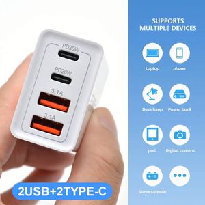 UK EU US AU <b>Plug</b> 2 <b>USB</b>-QC 3.0 2 Type-C Fast GAN Pd 55W Fast Charging 4 Ports Phone Chargers for Mobile Phones - Product Image 3