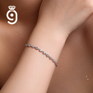 Charming Jiuzuan S925 Silver Cut Moissanite Bezel Set <b>Bubble</b> Link Chain Bracelet Stackable GRA Certified Anniversary Casual - Product Image 2
