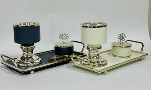 Set di 2 Pezzi Porta Carbone per Bukhoor, Vassoio per Bruciatore di Carbone, Materiale in Ferro, Colore Argento e <span class=keywords><strong>Oro</strong></span>, Arte Moderna per Incenso - Product Image 5