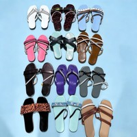 1,75 Dollars Modèle GW004 Taille 35-41 Chaussures Dames Pantoufles Talon Plat en Vrac Fantaisie Dernières Pantoufles Colorées pour Adolescentes