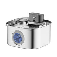 Fontaine à eau pour chat en acier inoxydable OEM 108oz/3.2L, batterie 4000mah, 3 modes, fontaine à eau automatique sans fil pour animaux de compagnie, double sortie