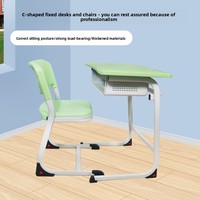 Ensemble de bureau et chaise d'école moderne avec dossier perforé, bureau d'étudiant pour salle de classe, structure métallique, table d'étude individuelle